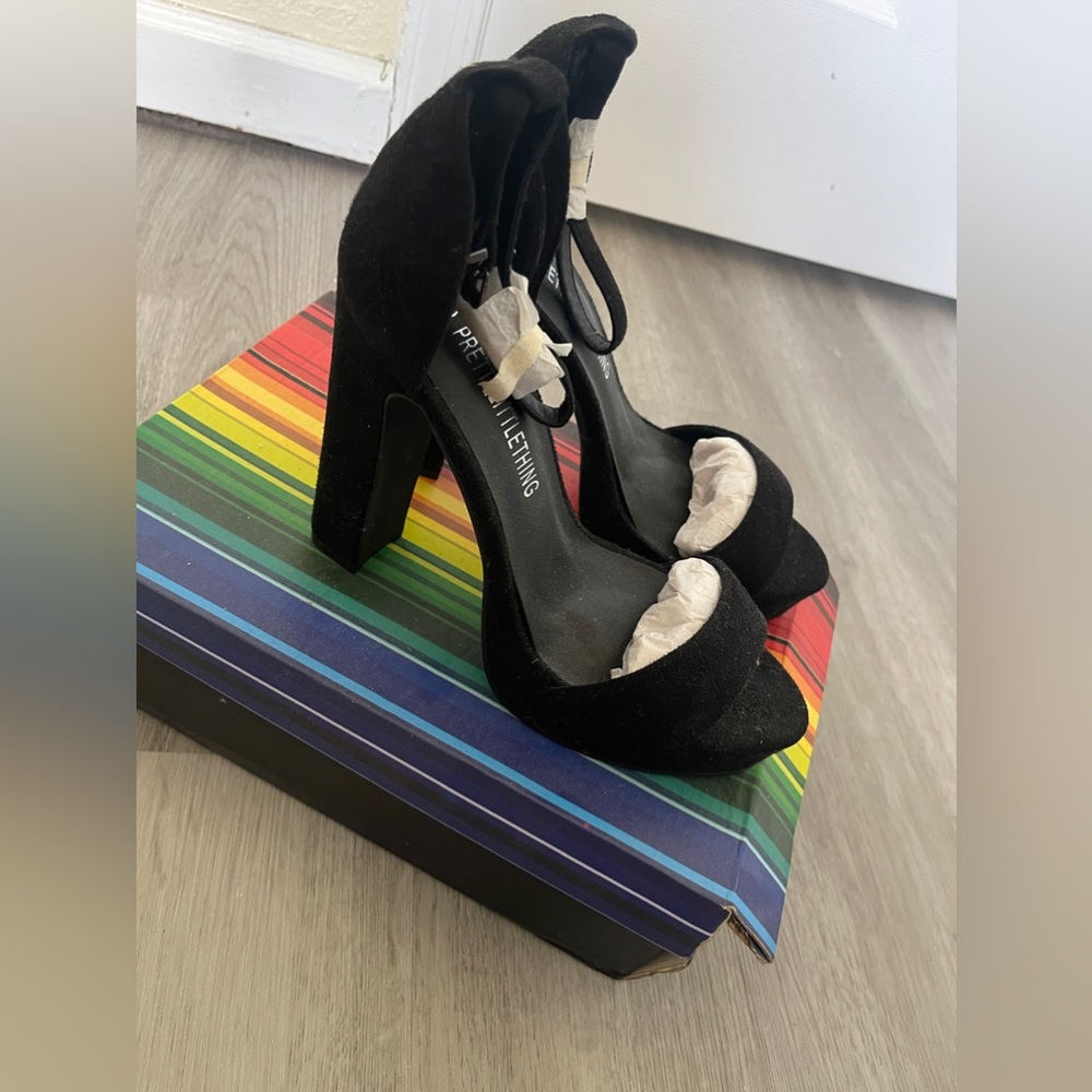 Preety Little Thing Black Block Heels